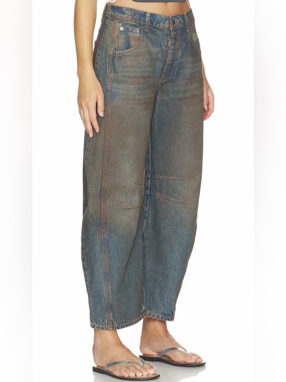 We the Free People 31 Good Luck Barrel Lost Desert Blue Brown Distress NWOT $128 - Picture 4 of 12